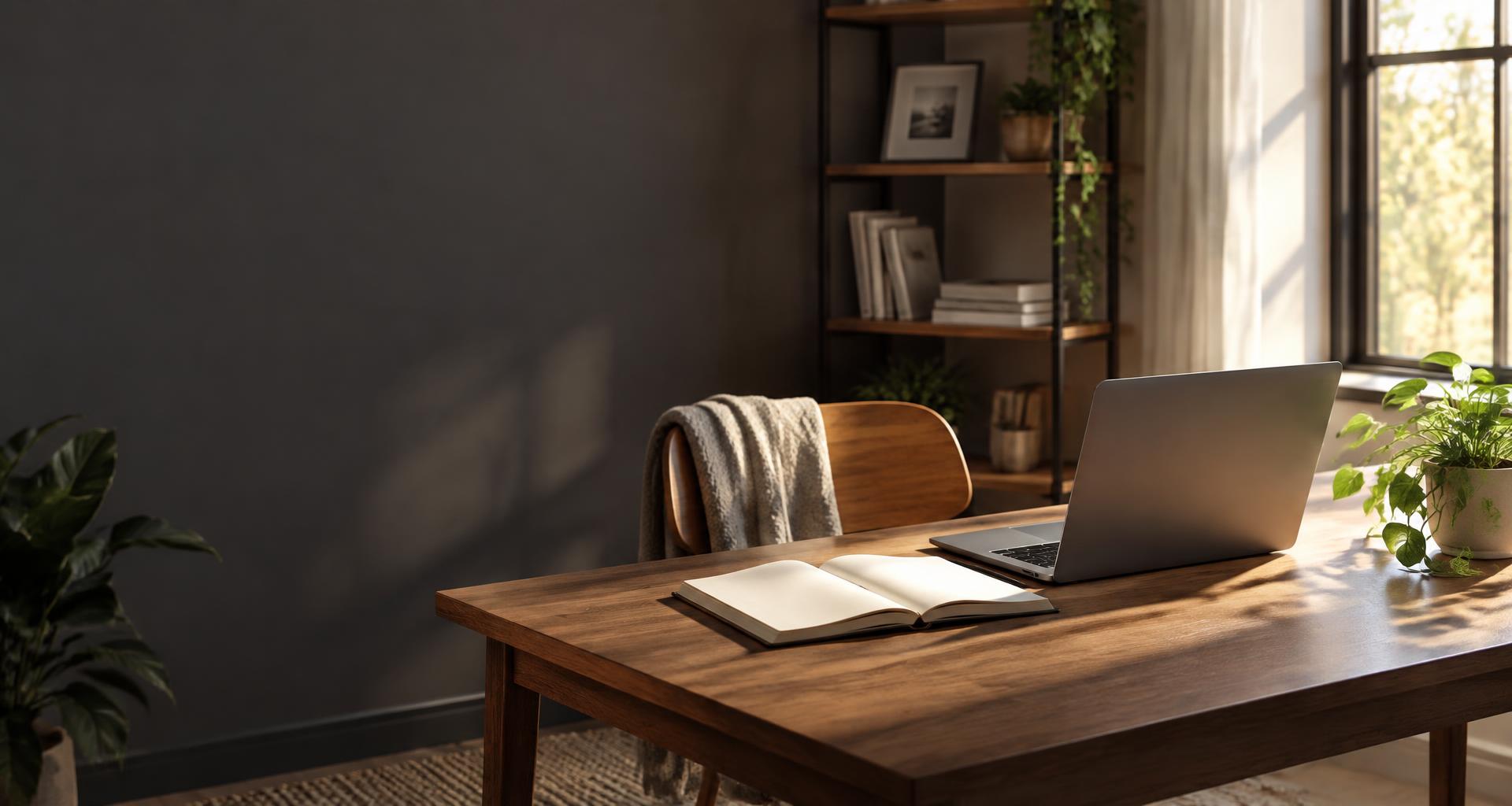 An open notebook and laptop in a naturally lit learning space